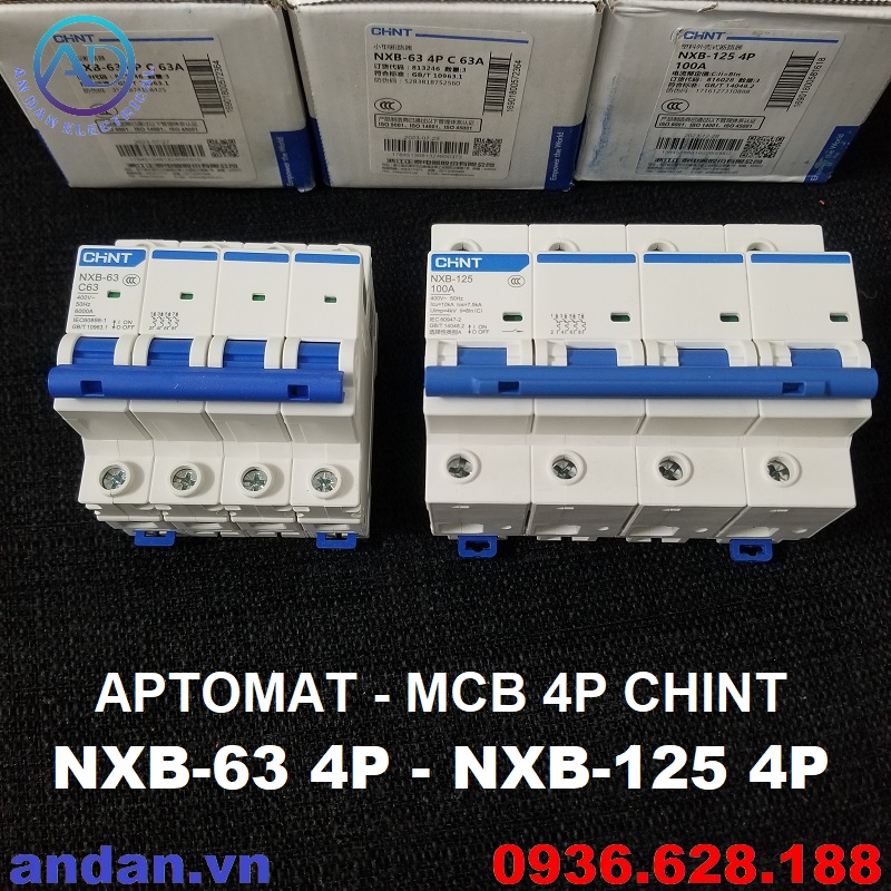 Chint - aptomat nxb-63 4p 63a, nxb-125 4p 100a, át tổng 3 pha hộ gia đinh 4p , mcb 4p, cầu dao tự động
