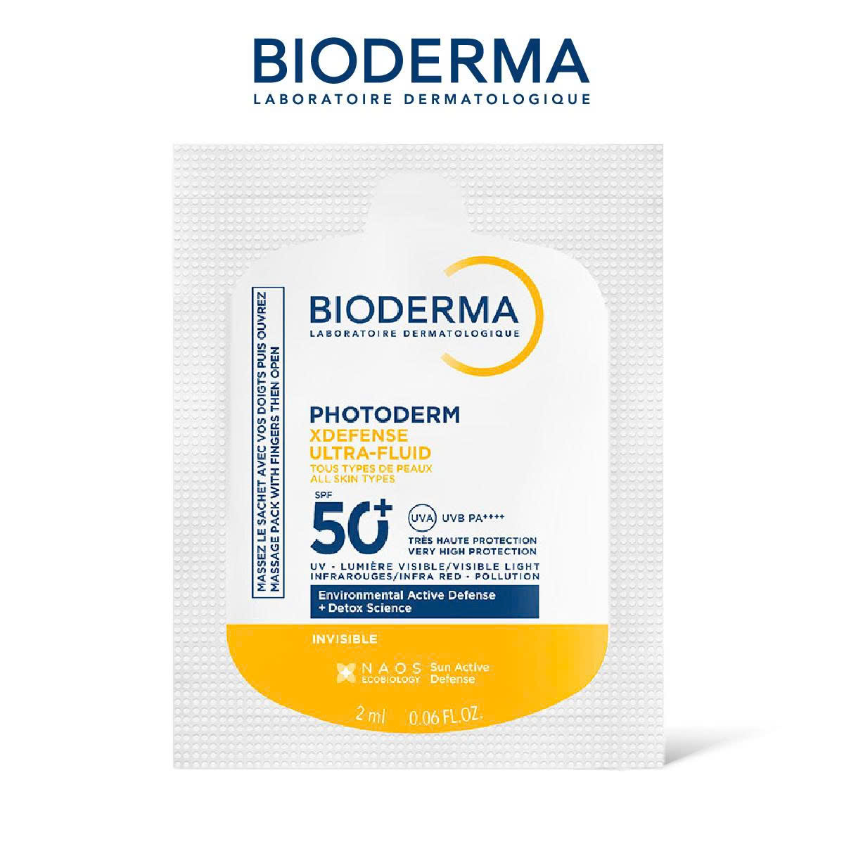 [Quà tặng không bán] Sữa chống nắng Bioderma phổ rộng ráo mịn, bảo vệ da toàn diện Photoderm XDefense Ultra-fluid SPF50+ 2ml (Không màu)