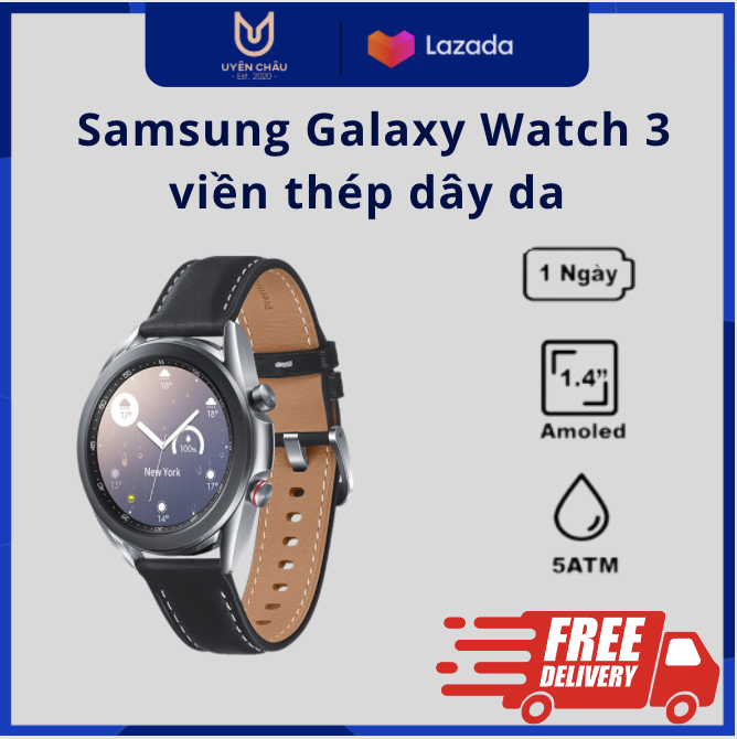 Đồng hồ thông minh S.amsung Galaxy Watch 3 viền thép dây da