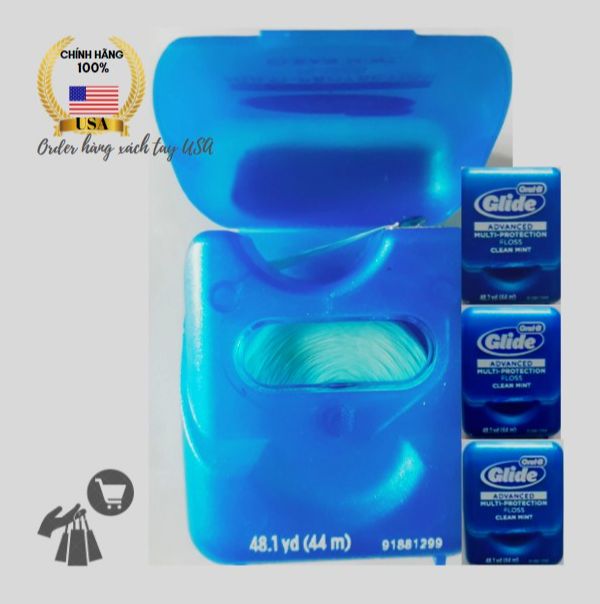 Chỉ Nha khoa OralB Glide Advanced Mint ,Mỹ(Vỉ /6 hộp)*(Hộp/44m)