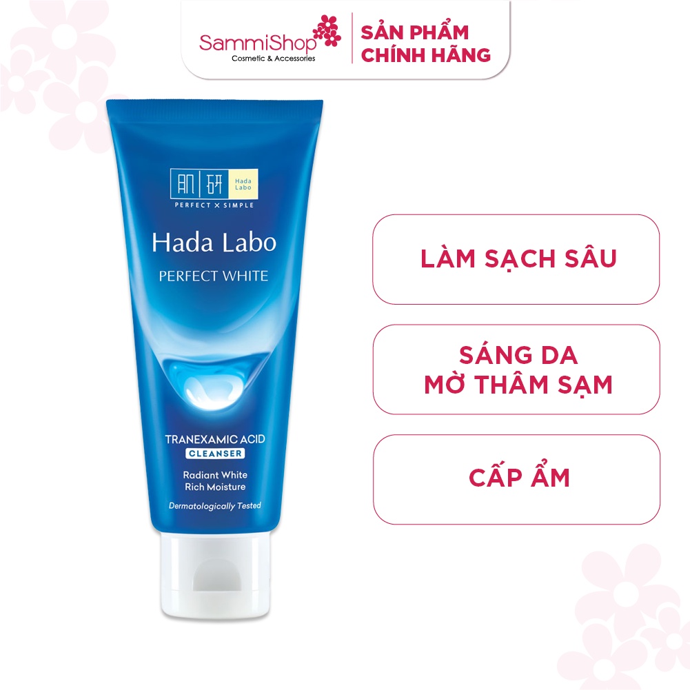 HadaLabo Kem rửa mặt Perfect White Tranexamic Acid Cleanser 80g