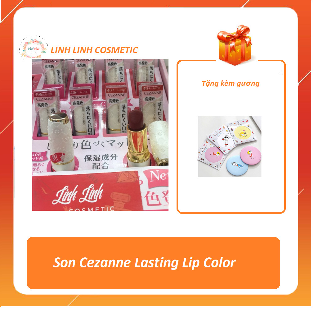 (Tặng kèm gương) Son Cezanne Lasting Lip Color 501 - 407 - 105 - 504 - 402 - 406 -  Linh Linh cosmetic