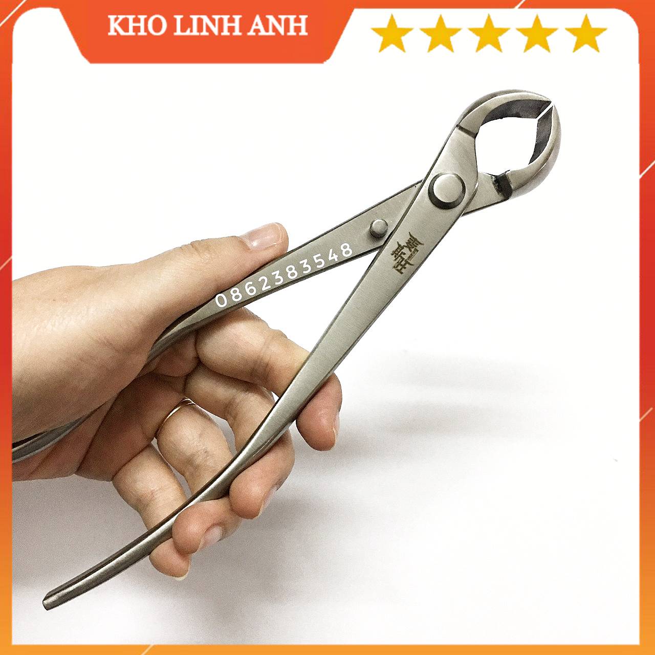 Kìm cạp tròn thép trắng nguyên khối cắt bấm tỉa cành cây, cắt khoét cây cảnh bonsai sắc bén, bền bỉ