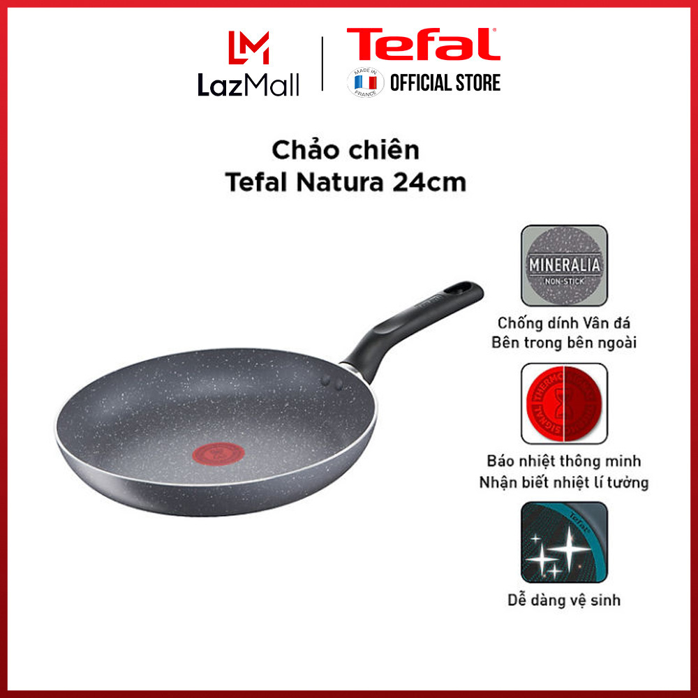 Chảo chiên chống dính vân đá cao cấp Tefal Natura size 24cm - Hàng chính hãng