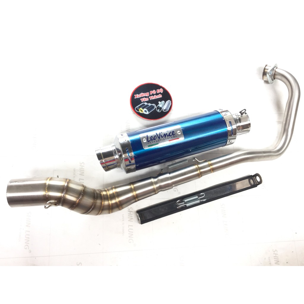 Pô leovince màu đen full cổ cong 2 khúc exciter 150,wave surius winer sonic satria