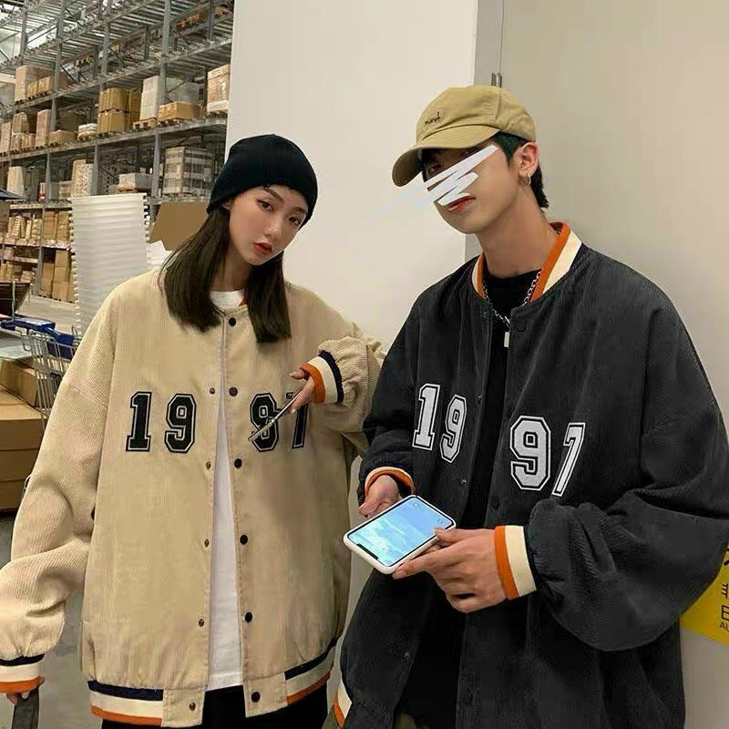 Áo khoác chất vải nhung kiểu bomber thêu 1997 form dưới 65kg -hoa store