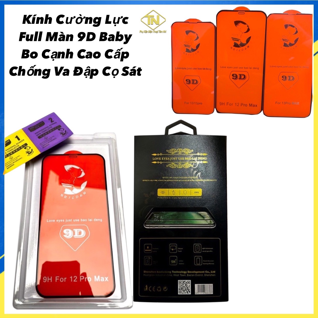 Kính cường lực iphone,cường lực full màn,chính hãng 9d baby cao cấp bo cạnh siêu đẹp,các dòng ip
