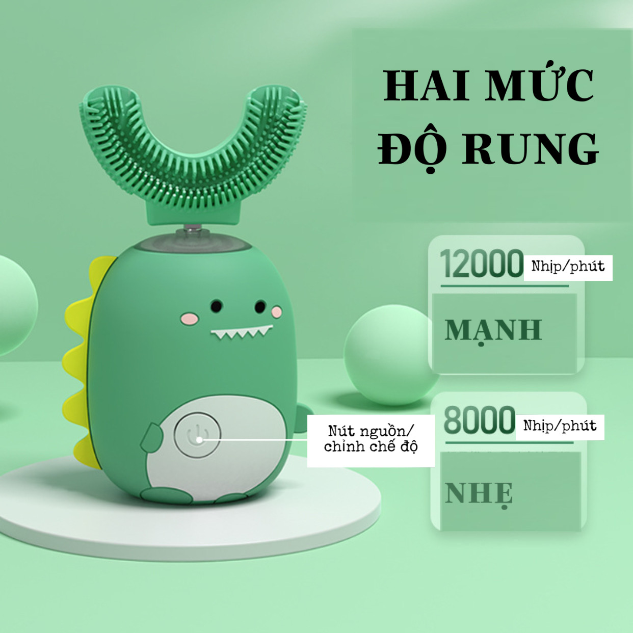 Bàn chải điện chữ U tặng kèm kem đánh răng cho trẻ em hình khùng long 3-9 tuổi ms28545010