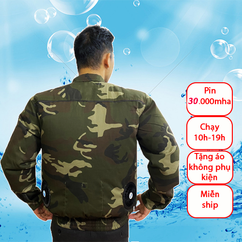 [ PIN 30.000MAH + QUẠT 12V ]Áo có gắn quạt điều hòa chính hãng Nhật Bản - Tặng thêm 1 áo rời không phụ kiện + Túi đá khô