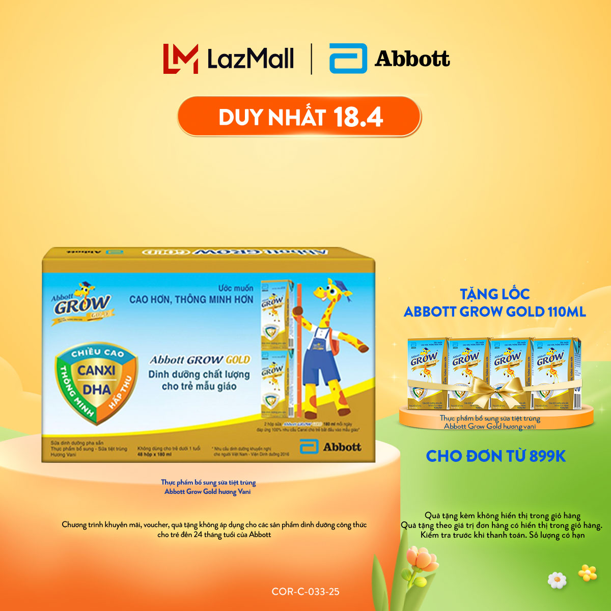 Thùng 48 Hộp Sữa Nước Abbott Grow Gold Hương Vani 180ml