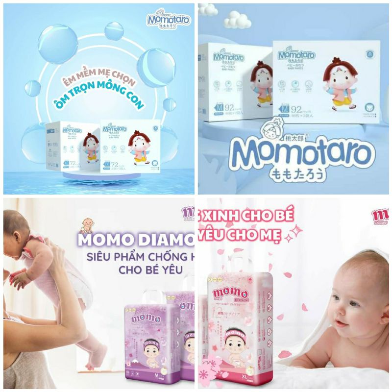 Tã bỉm MOMOTARO, MOMO DIAMOND chính hãng size S112/M96/M92/L84/XL78/XXL72/XXXL70.....