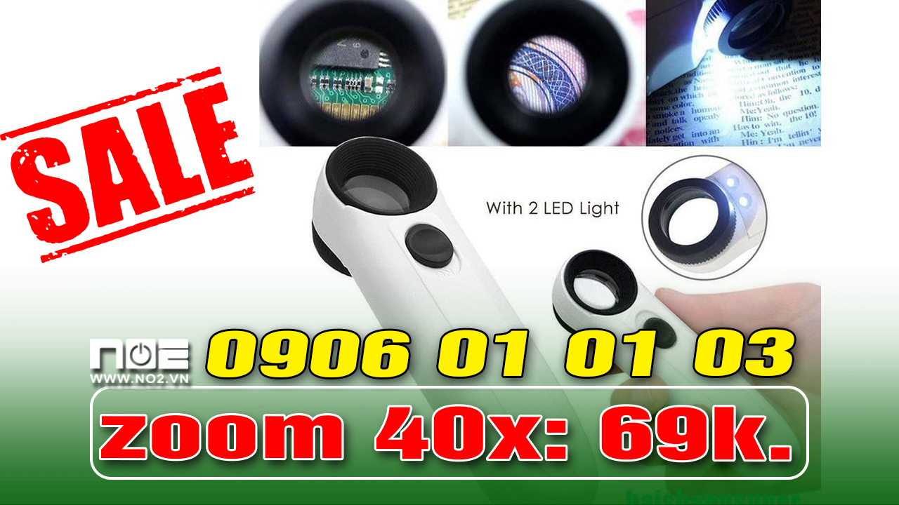 Kính lúp zoom 40 lần có led