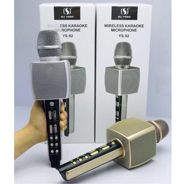 【Tổng Kho Mic Karaoke】 Hàng Chính Hang Giá Bao Re‎ , Mic Hát Karaoke Không Dây Chống Hú, Chất Âm Cực Hay‎, Mic Karaoke Kèm Loa Bluetooth YS 92, Micro Karaoke Bluetooth SU-YOSD YS-92 - Hang nhập khau, Bh 6 Tháng