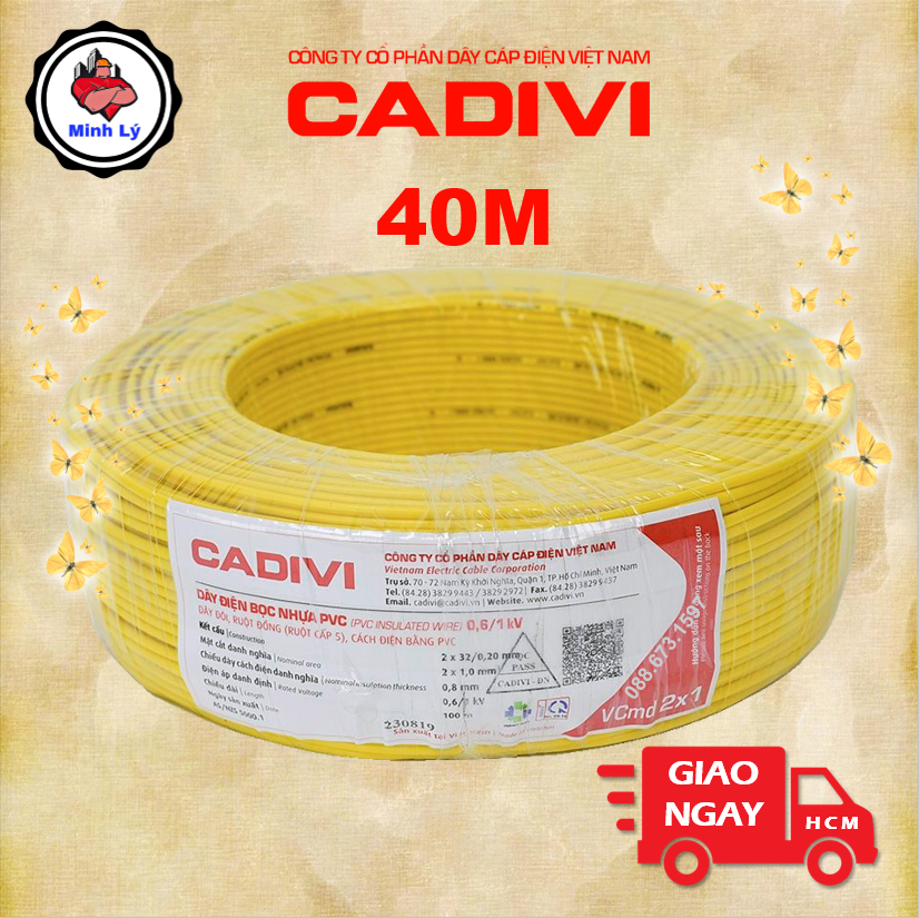 Cuộn 40m dây điện đôi mềm 1.0 cadivi vcmd 2x1.0 hay 2x32 cao cấp