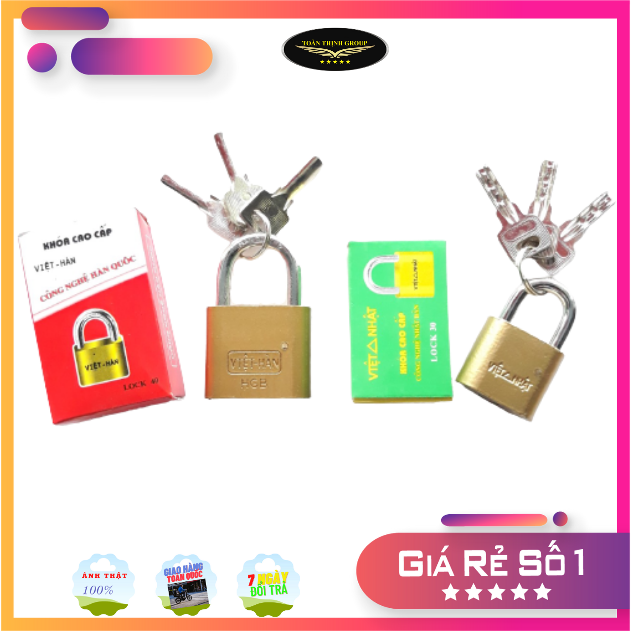 Ổ khoá việt hàn, việt nhật chìa muỗng cao cấp 30mm, 40mm, 50mm, 60mm thép chịu lực - khóa tri vàng việt hàn, việt nhật rẻ, bền, đẹp