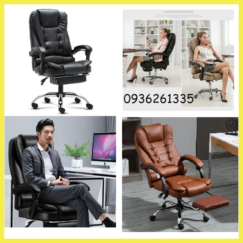 Ghế Xoay Văn Phòng  Kèm Để Chân Cao Cấp, Ghế Giám Đốc Kèm Massage Lưng 7 Vùng Bản Đặc Biệt, Ghế Da PU Sang Trọng