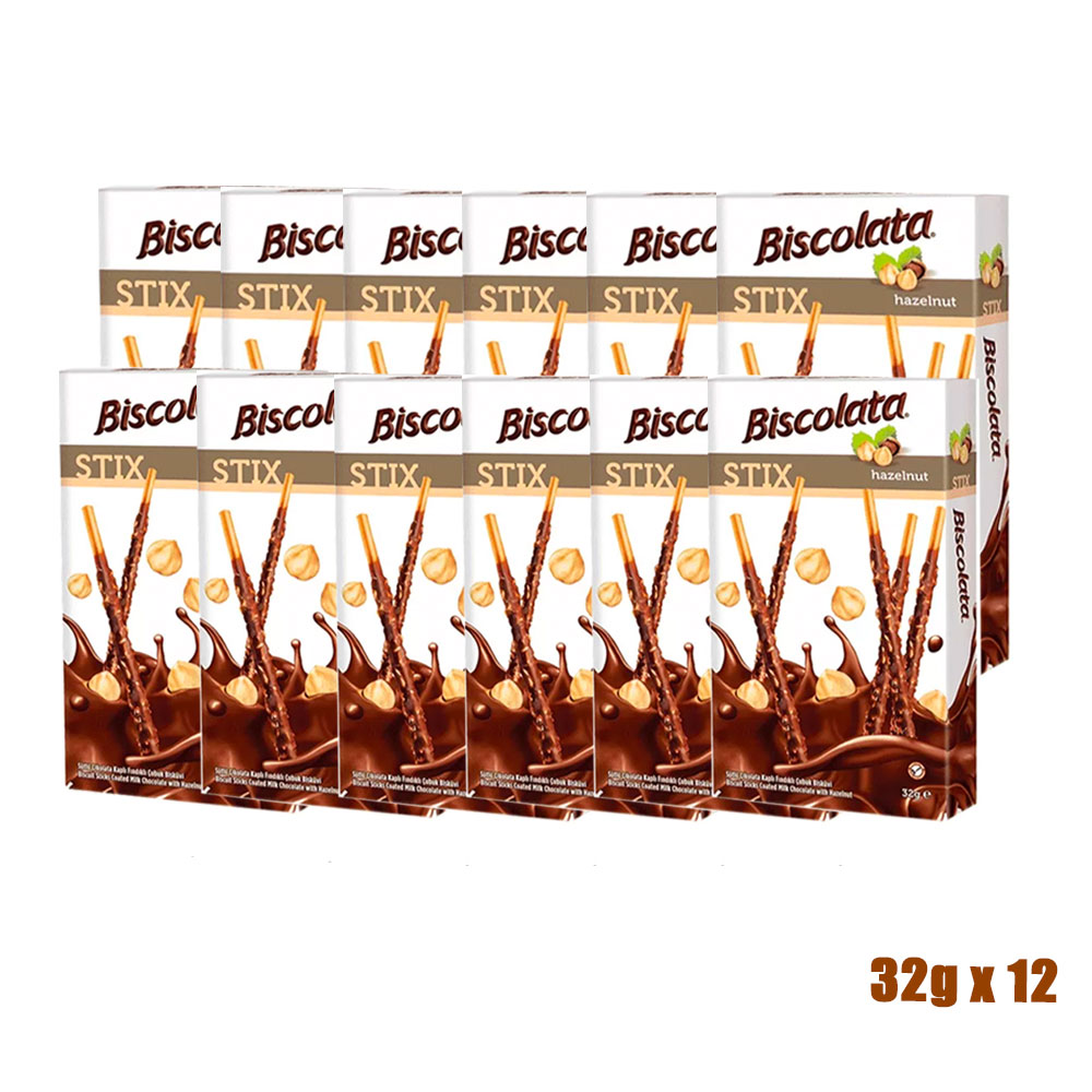 Bánh que Socola hạt phỉ Biscolata Stix 384g