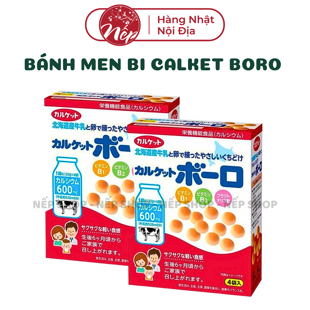 Bánh men bi sữa ăn dặm Calket Boro Nhật Bản (6m+) Hộp 4 gói x 20g _ Nepshop