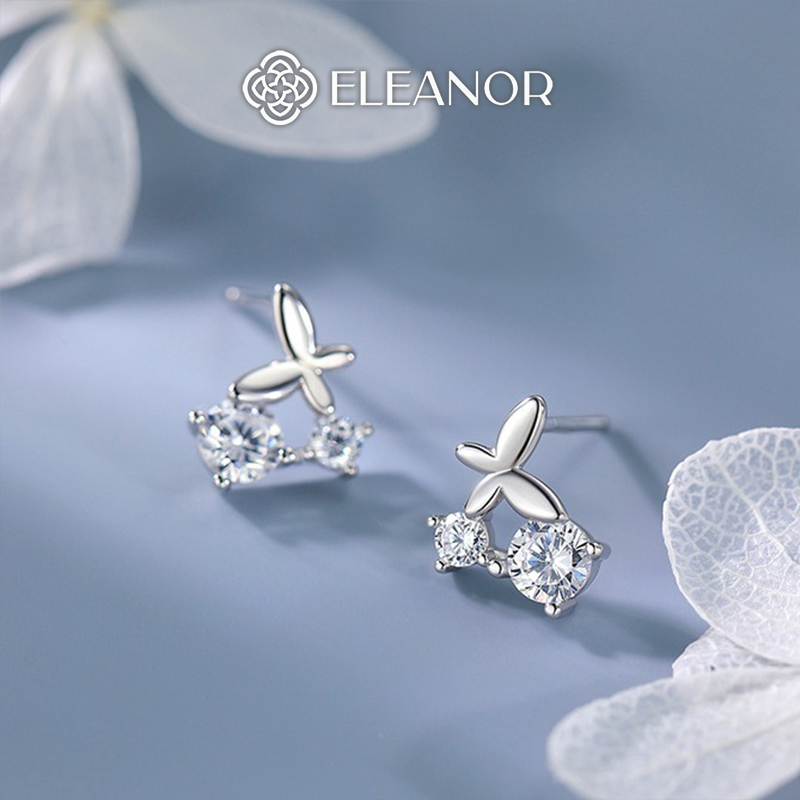  Bông tai nữ chuôi bạc 925 Eleanor Accessories khuyên tai hình hồ điệp đính đá phụ kiện trang sức 8589 