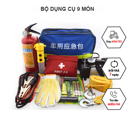 Bộ dụng cụ cứu hộ 9 món dành cho xe ô tô đa năng tiện dụng