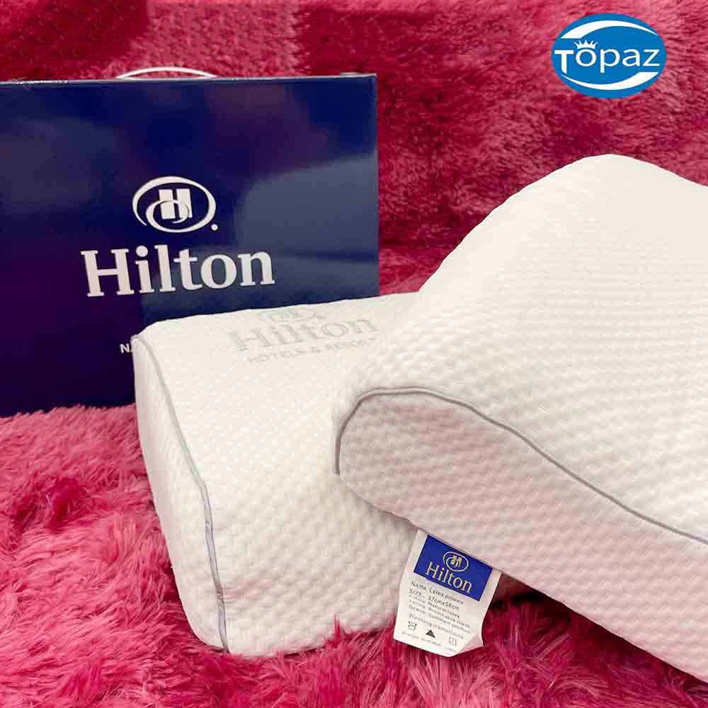 Gối cao su non người lớn hilton chính hãng TOPAZ nhập khẩu cao cấp có thiết kế lượn sóng có lỗ thoáng khí và gai massage