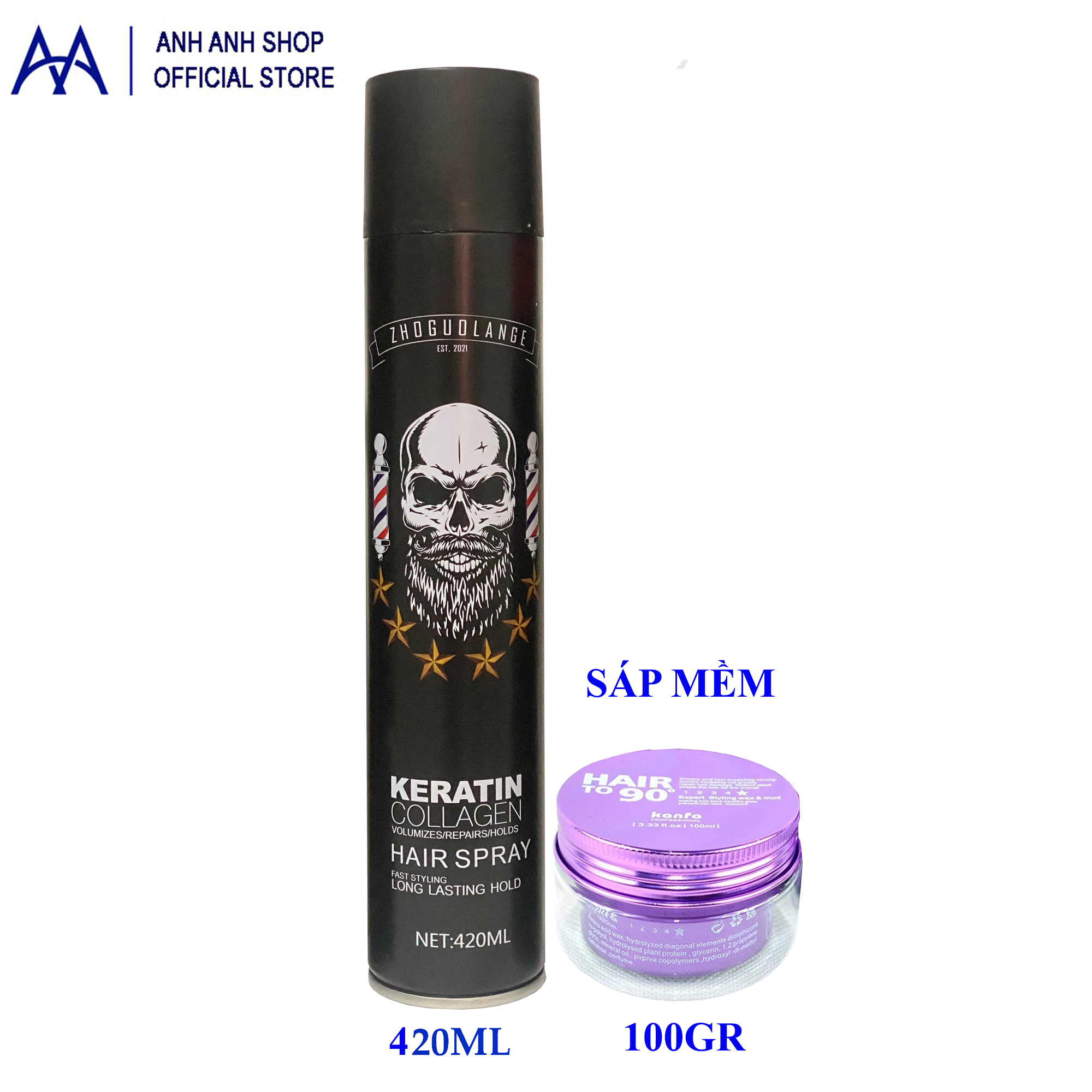Combo Xịt Tóc Keratin 420ml và Sáp Hair To 90 Kanfa