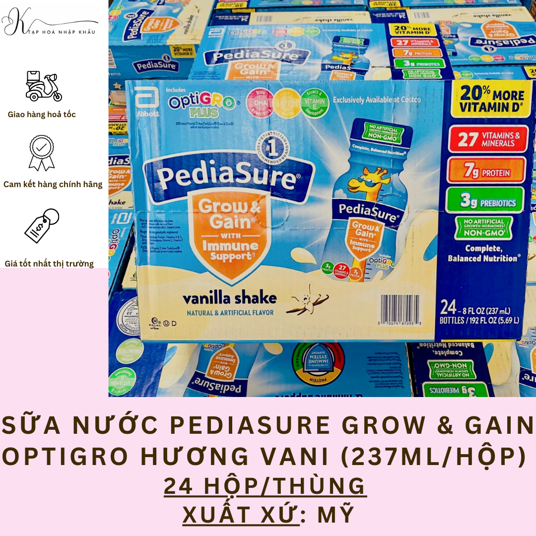 Sữa nước pediasure optigro hương vani của mỹ 237ml/hộp