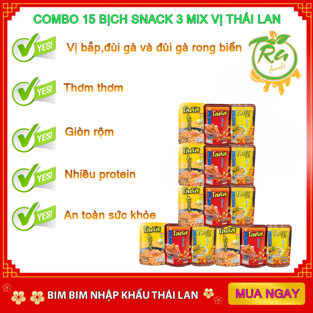 [HCM]combo 15 Snack Thái Lan Bim bim đùi gà vị rong biển và tăm vị bắp thơm lừng giòn ngọt ăn là mê ly thích hợp mọi lứa tuổi
