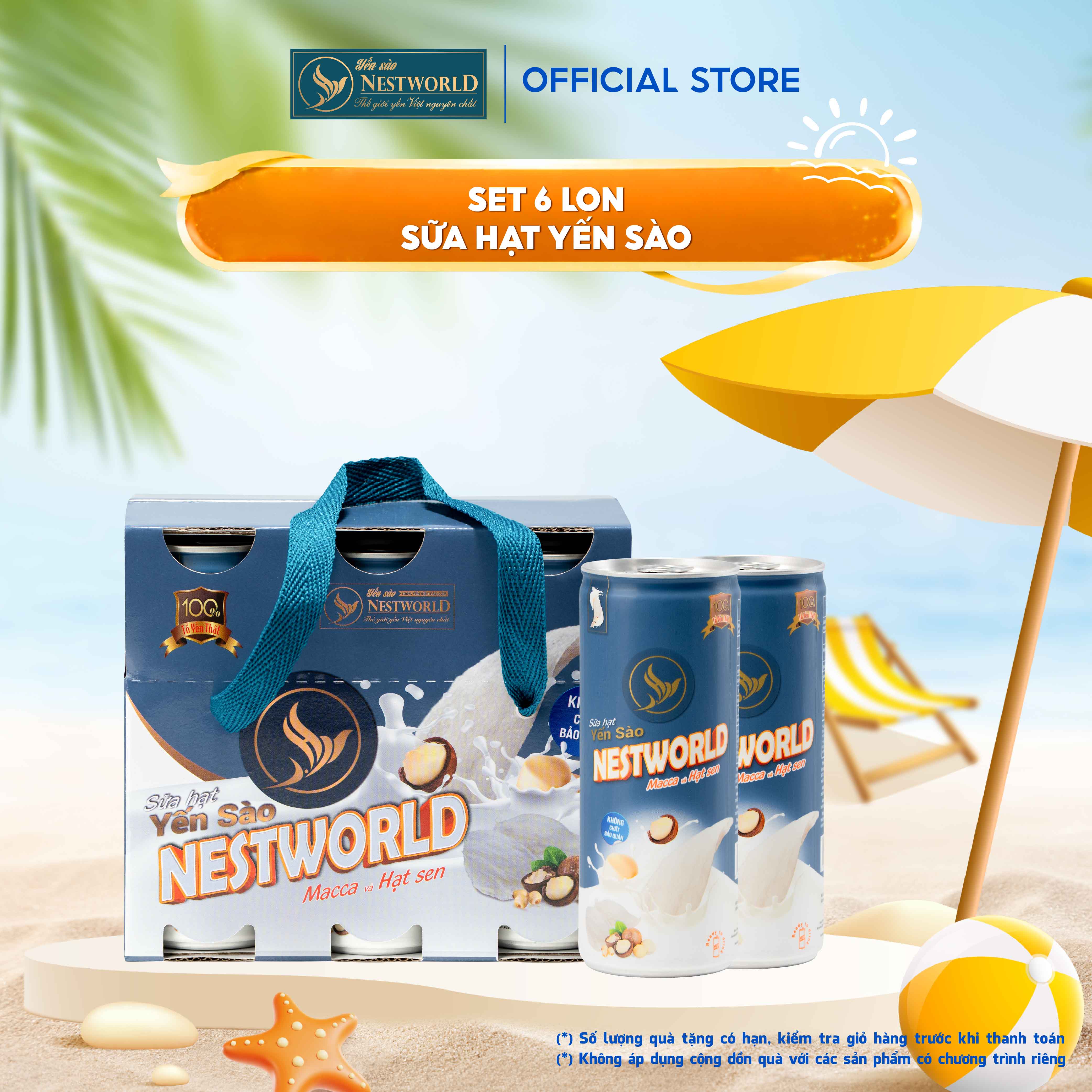 [SET 6 LON] SỮA HẠT YẾN SÀO NESTWORLD MACCA VÀ HẠT SEN