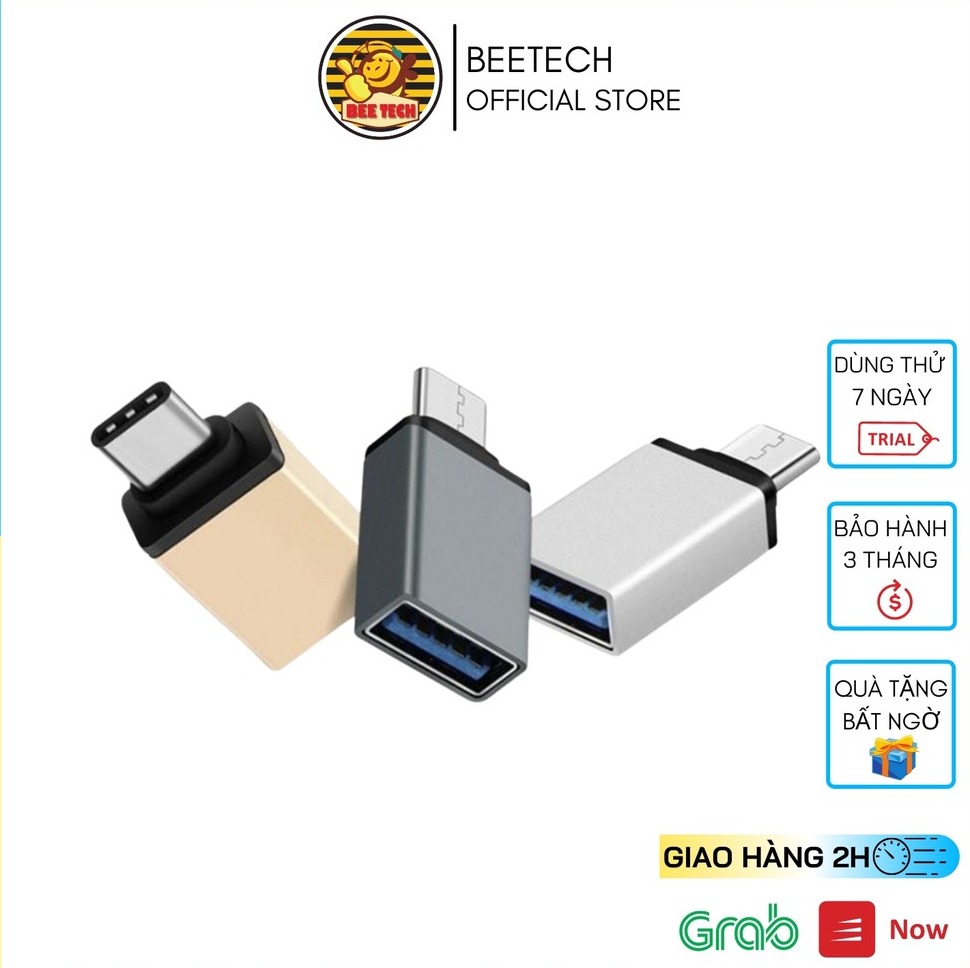 Usb otg chân type c, cổng chuyển usb cho điện thoại, laptop chân type c - beetech