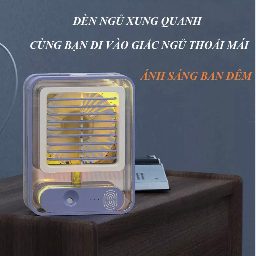 Quạt phun sương D899 tạo ẩm mini để bàn, sạc usb tích điện có đèn led