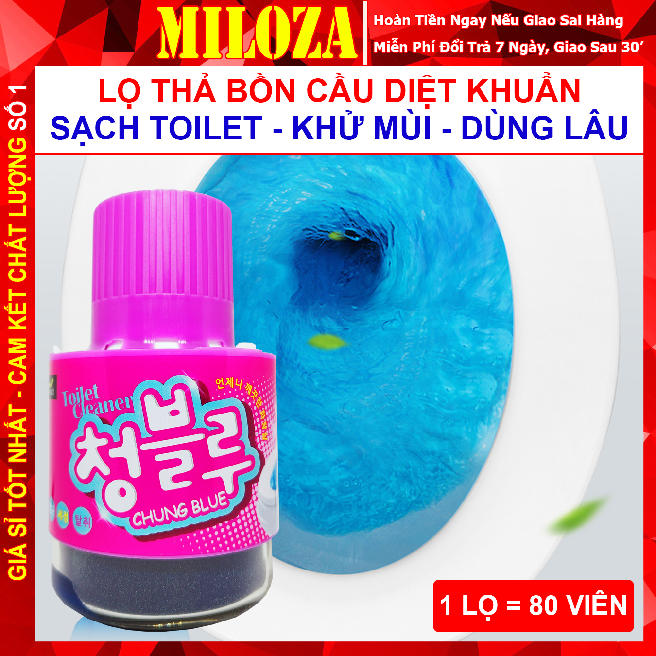 Combo 2 lọ thả bồn cầu hàn quốc - cốc thả bồn cầu diệt khuẩn - vệ sinh toilet - tẩy trắng bồn cầu - dùng lâu khoảng 3 tháng - miloza