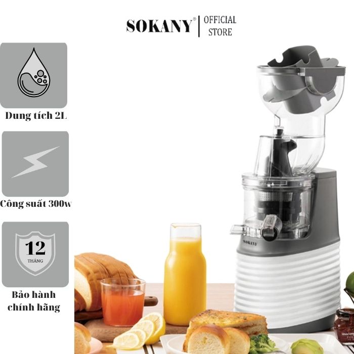 Máy ép chậm sokany je-32 cao cấp chính hãng ép kiệt nước 100%, máy ép trái cây, máy ép hoa quả công suất 300w