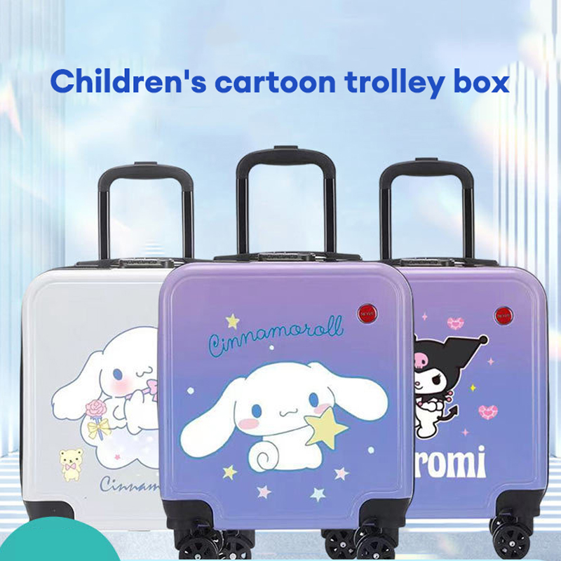 YA ZHOU LONG dài phim hoạt hình sinh viên trẻ em xe đẩy hành lý hộp 18 "vali hành lí đa bánh xe lên máy bay Trailer hộp hộp kết hợp