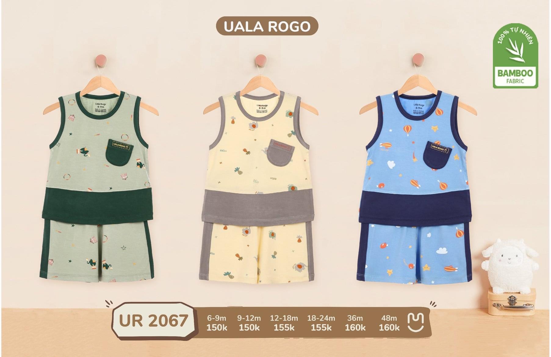 UR2067 - Bộ quần áo ba lỗ UalaRogo vải bamboo mỏng mịn, thoáng mát