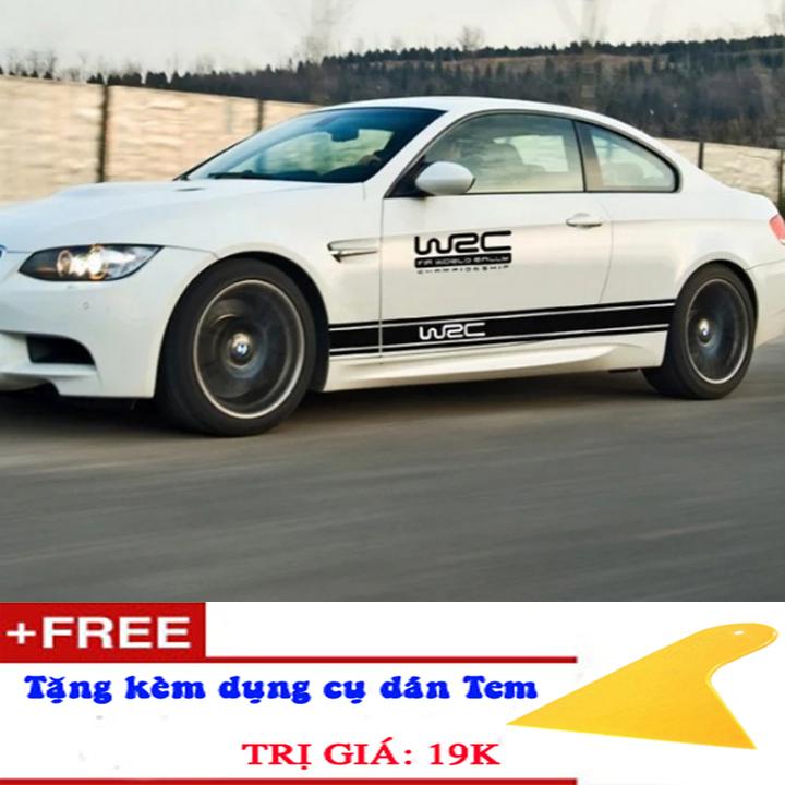 Bộ Tem dán 2 bên sườn Ô tô mẫu D-30 (Tặng kèm dụng cụ dán Tem) - Mầu Đen