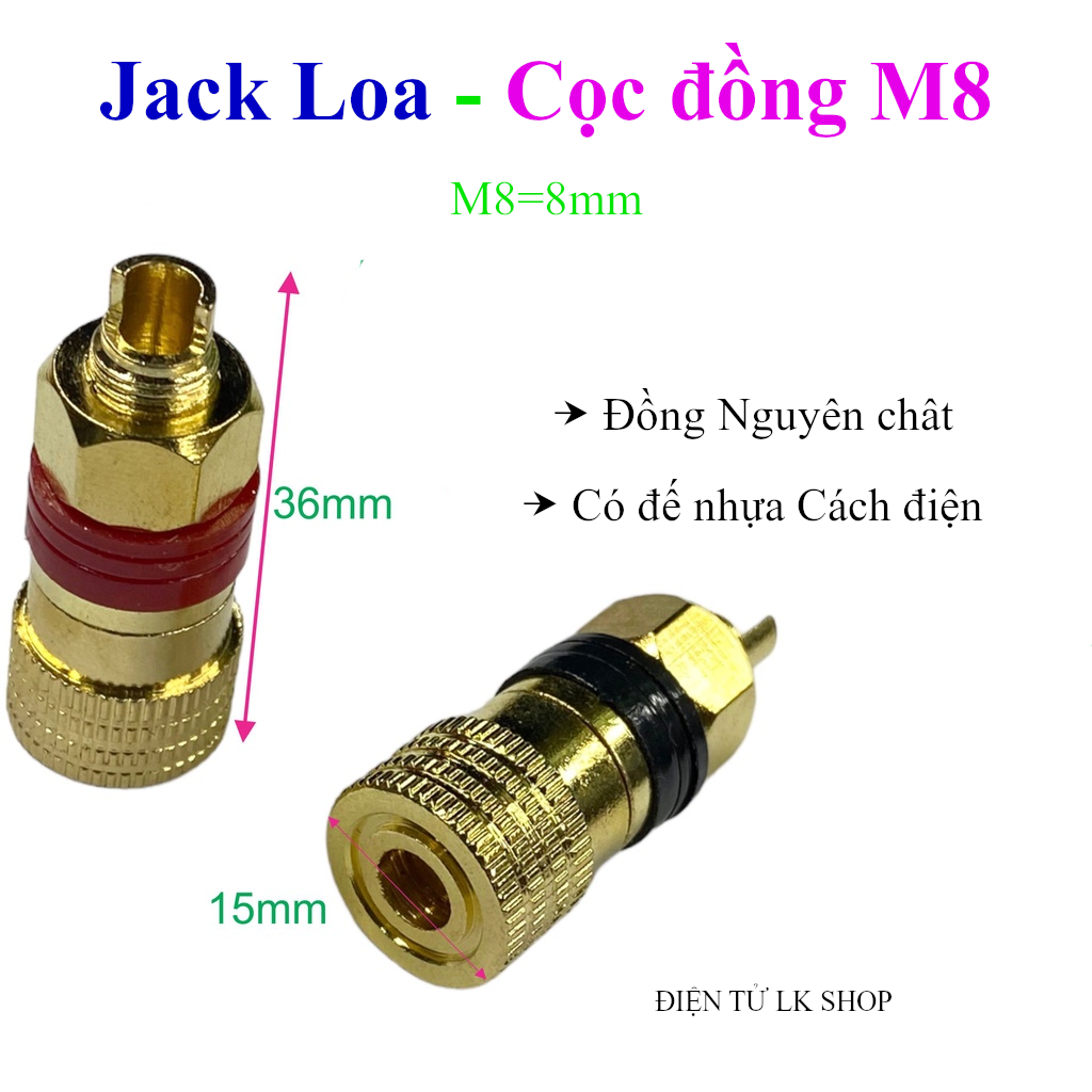 1 cặp jack loa m8 8mm 200a cốt đồng , cọc đồng m8 lắp bình pin acquy - điện tử lk shop