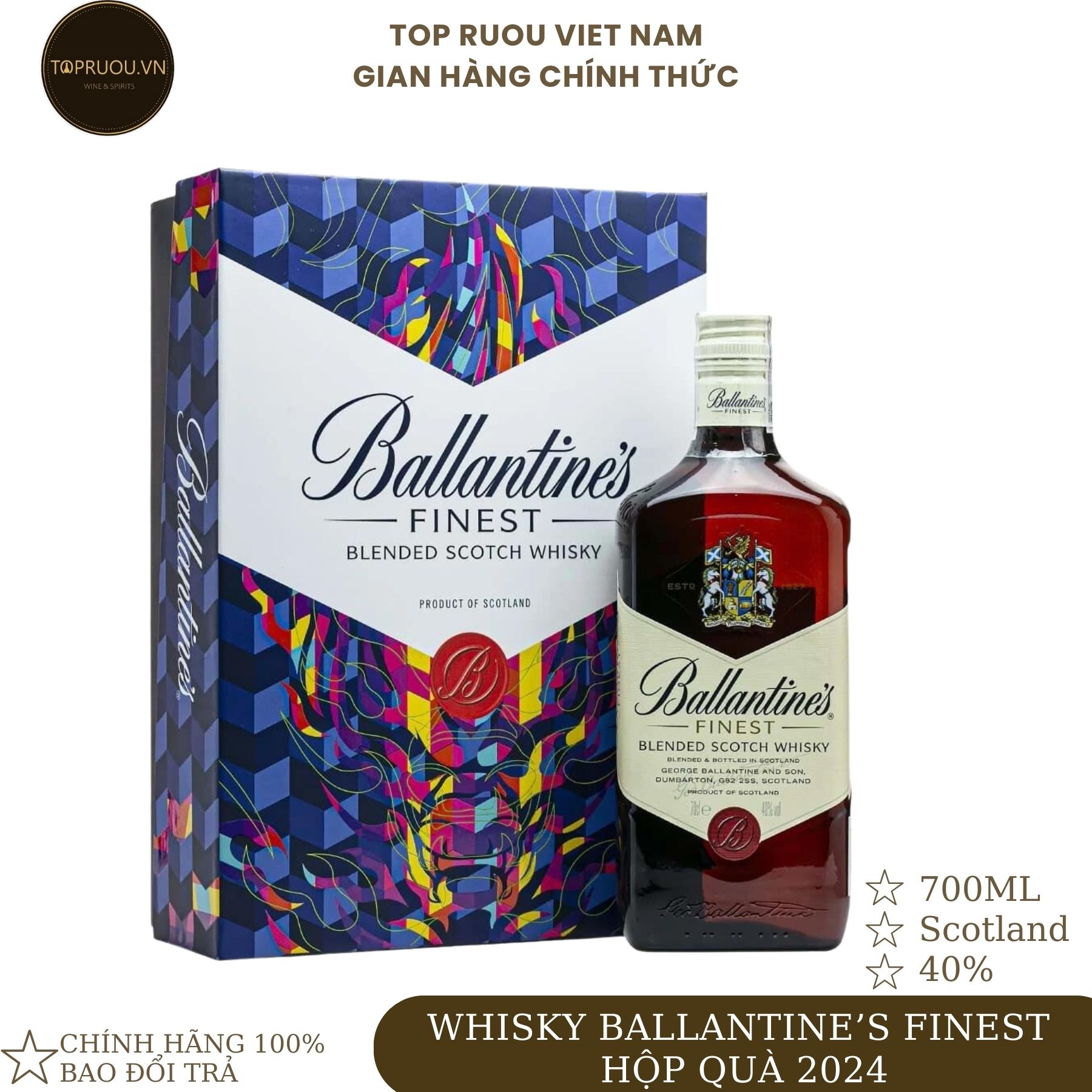 Whisky Scotland Ballantine's Finest Limited Hộp Quà 700ml - 1000ml