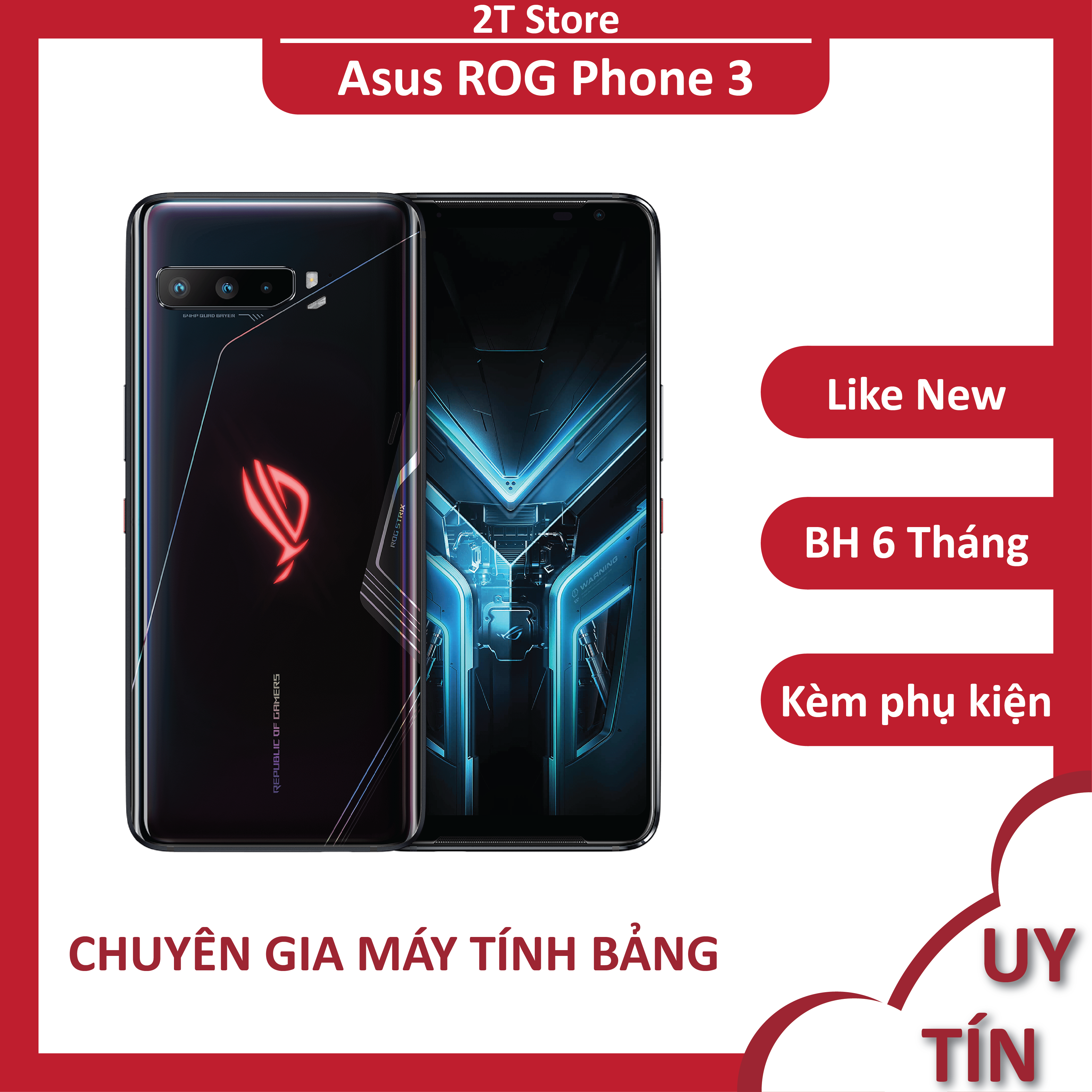 Điện thoại asus rog phone 3 ram 12/128gb chip snapdragon 865+ màn 144hz thiết kế cao cấp chuyên gaming