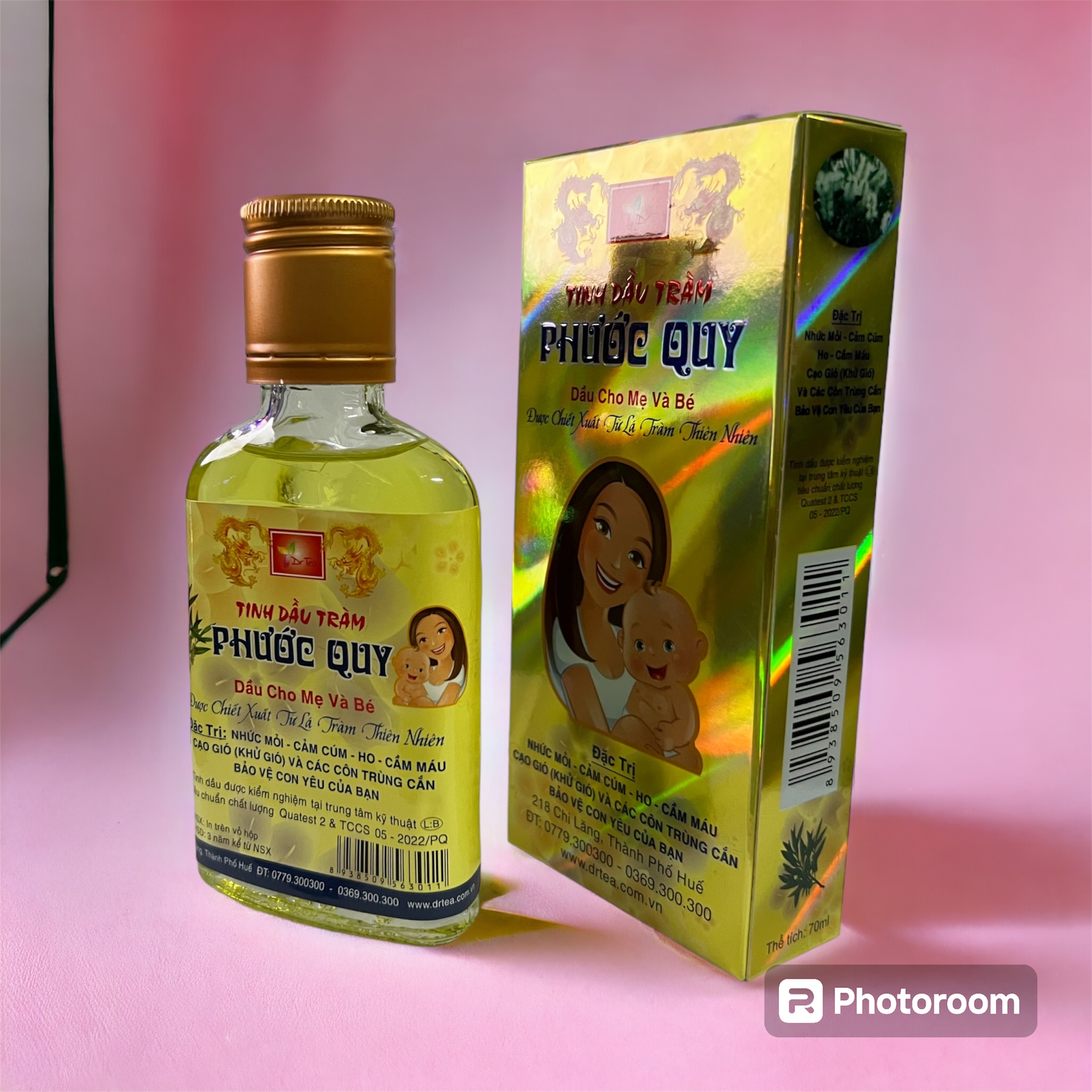 Dầu tràm Huế 70ml - Dầu cho bé phòng cảm lạnh - Hiệu Phước Quy