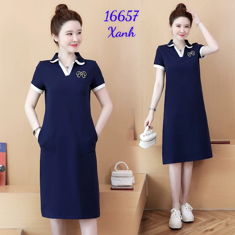 Đầm bigsize polo 1 nơ 16657