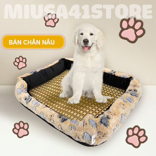 (Mẫu Mới) Đệm Chiếu hè phối lông 5 size cho chó mèo đáy chống trượt nằm thoáng mát sạch sẽ - 4