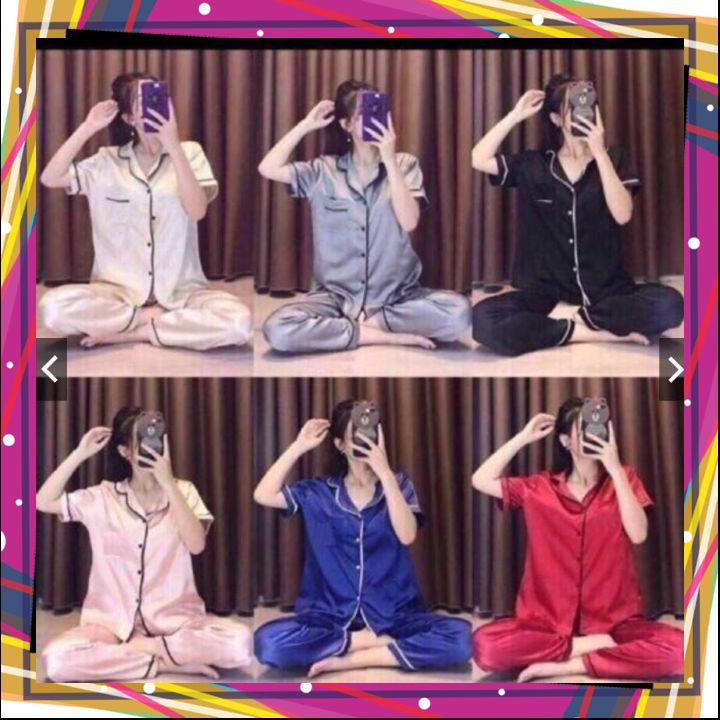 Pijama lụa cộc tay quần dài M888