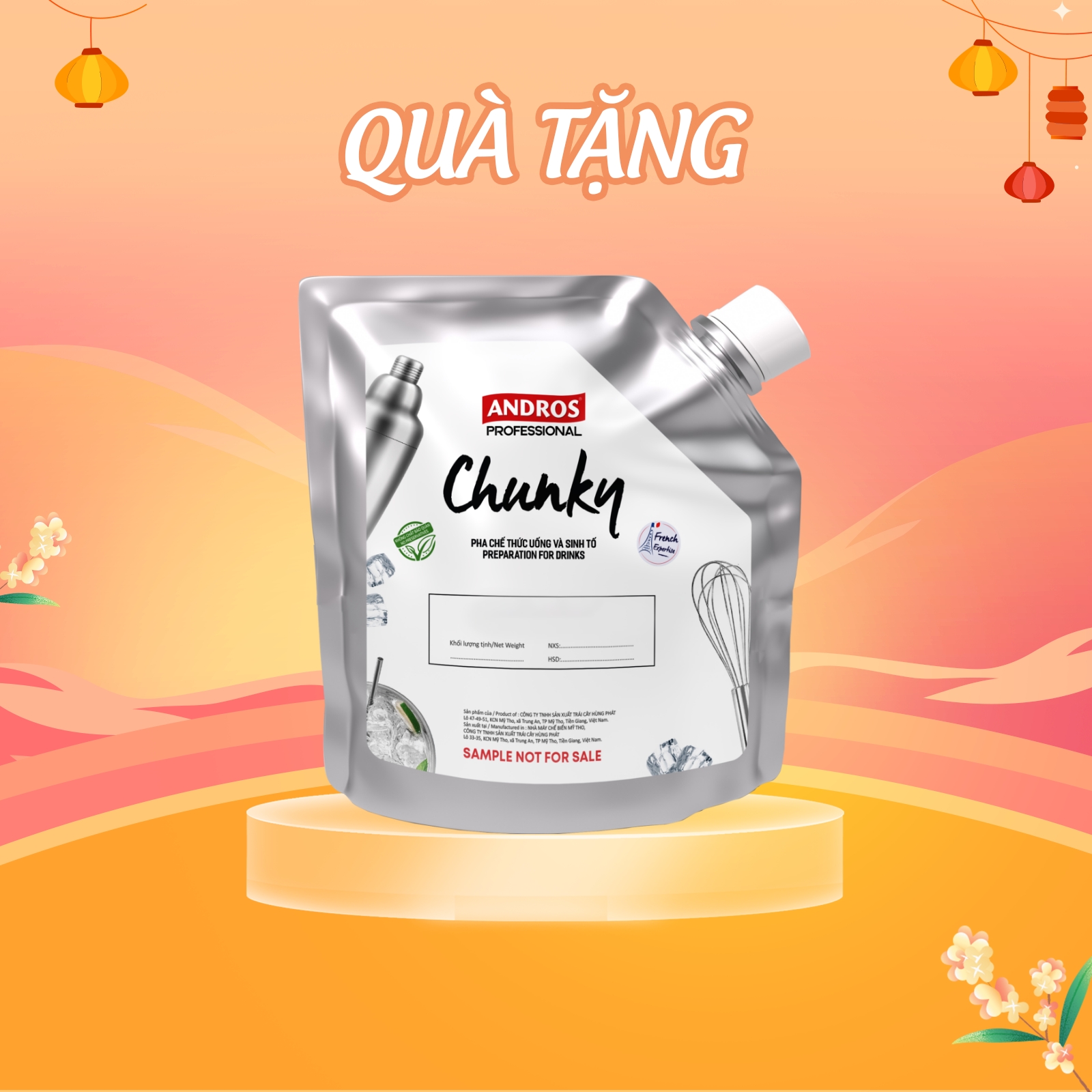Mứt trái cây pha chế - có miếng trái cây thật - nguyên liệu pha chế - andros chunky - 500g