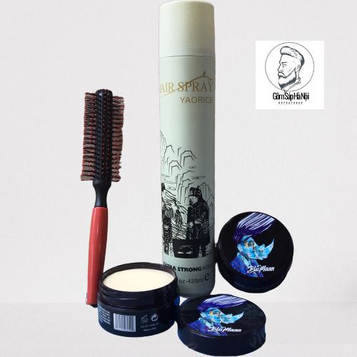 Gôm xịt tóc hair spray 420ml +sáp vuốt tóc nam blumaan styling meraki tăng lược