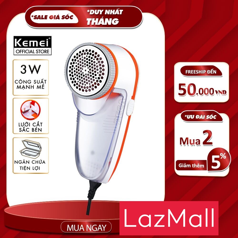 Xiaomi LazMall Sale Tháng Máy Cắt Lông Xù Hút Sợi Thừa Quần Áo Chăn Thảm Chạy Điện Kemei KM 241 Giúp Cắt Sạch Các Phần Lông Bị Xù Trên Quần Áo, Khăn Choàng, Mũ Len Chăn Nệm Gối, Ghế Sofa, Áo Len, Áo Dạ,...Vệ Sinh Nhanh Chóng Gọn Nhẹ