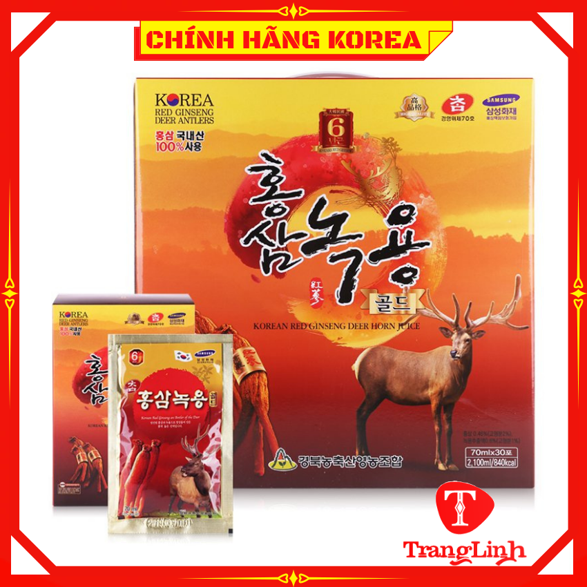 Nước hồng sâm nhung hươu Kanghwa hàn quốc, hộp 30 gói - Tăng đề kháng, Sức khỏe, Chống lão hóa, tranglinh