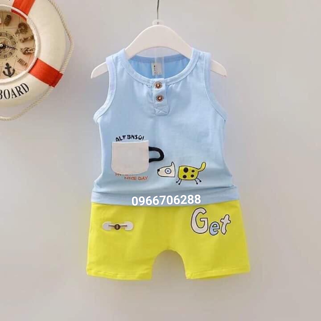 Bộ đồ bé trai thun cotton 4 chiều từ 5-19kg-cốc xanh