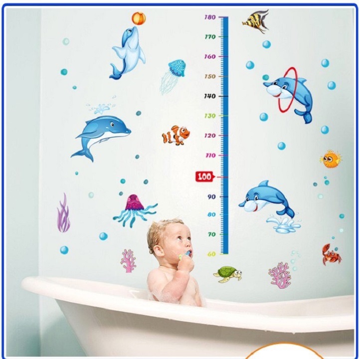 Decal đo chiều cao hình cá heo