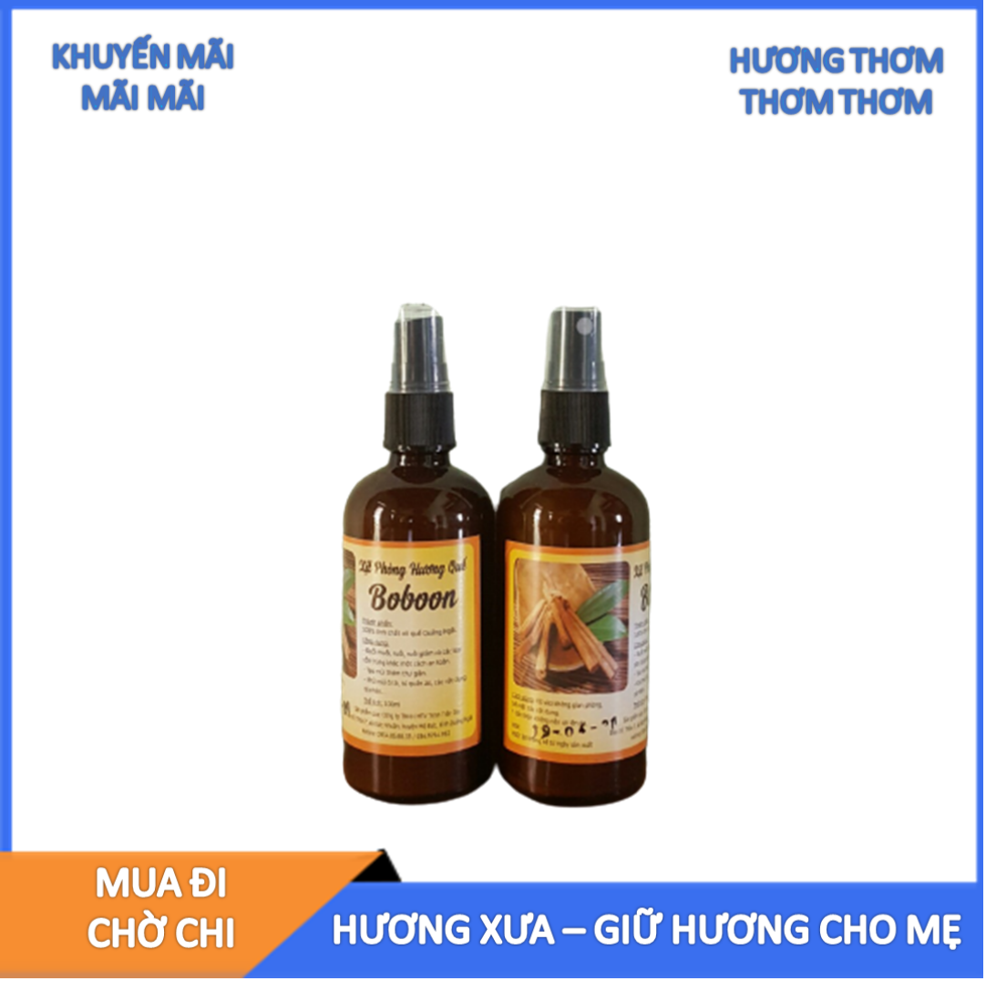 Combo 2 chai xịt thơm phòng quế Boboon 100ml từ 100% tinh chất vỏ quế thiên nhiên giúp khử khuẩn, thơm phòng, đuổi ruồi, muỗi và các loại côn trùng, không hóa chất, an toàn cho  người lớn và trẻ em